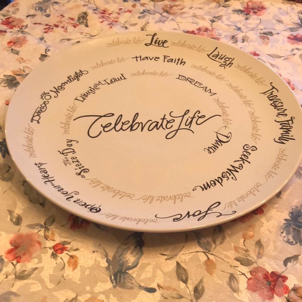 Life Is A Circle 14” Ceramic Serving Platter “Celebrate Life” by Carson
